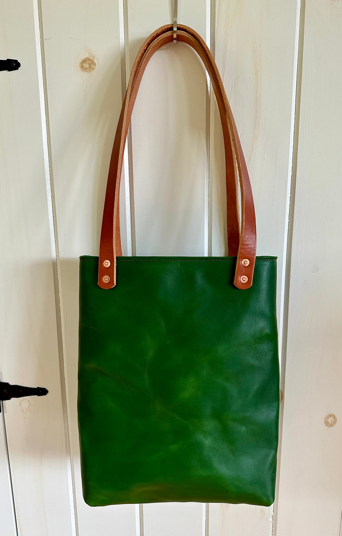 Green Leather Tote Bag