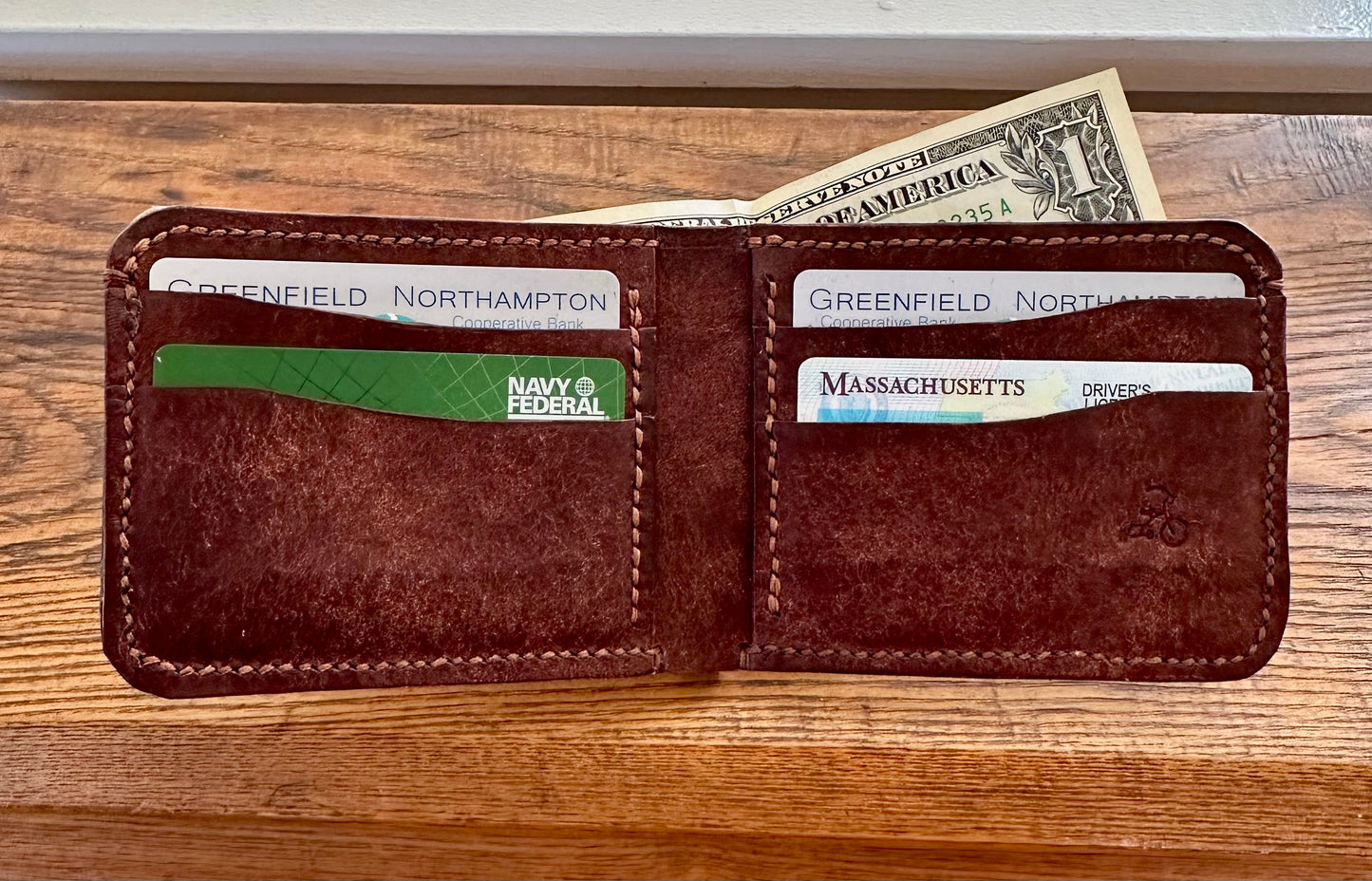 Oak bark tanned bridlel leather w/Pueblo Bifold