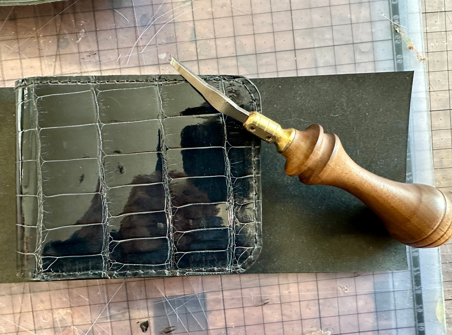 Midnight Blue Glazed Alligator Bi-Fold