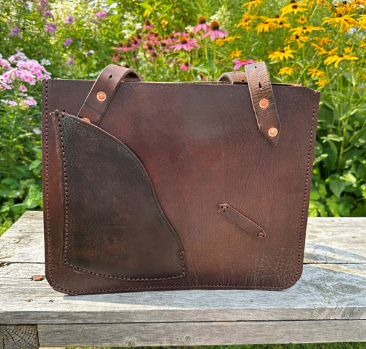 Stowaway Bag w/Left Pocket - Made from a retired English Saddle