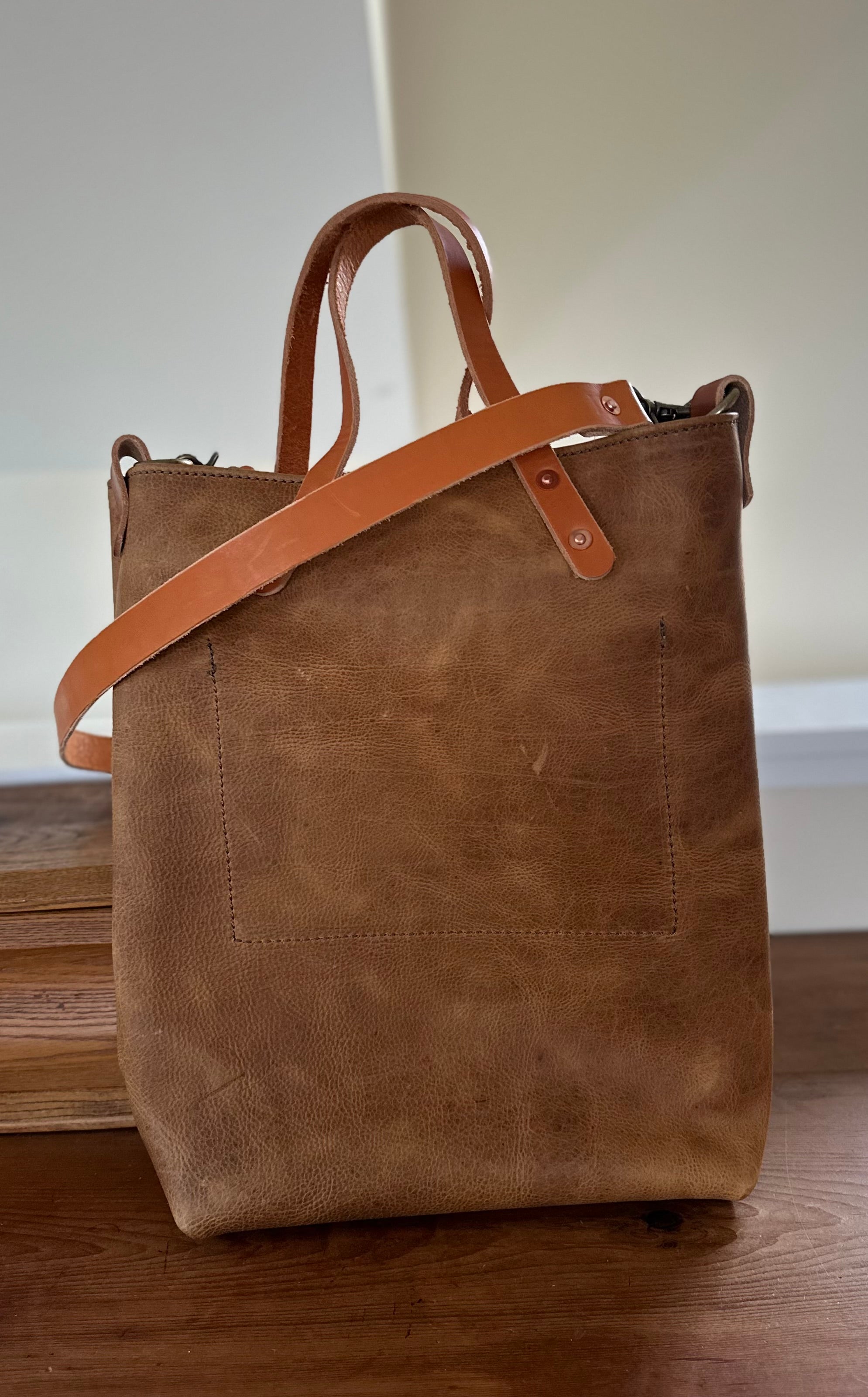 Not Your Everyday Tote (Blue Pocket) – Cowbell Leather Company