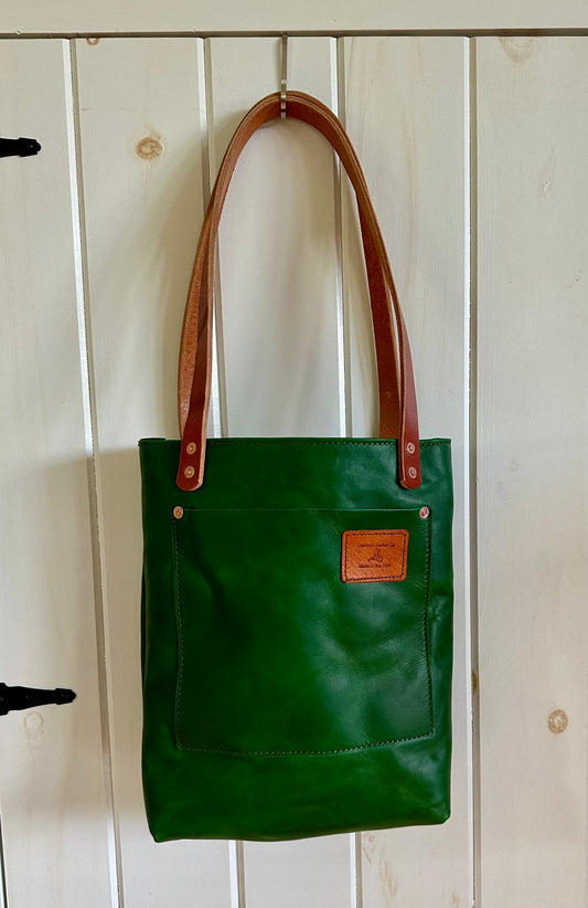 Green Leather Tote Bag