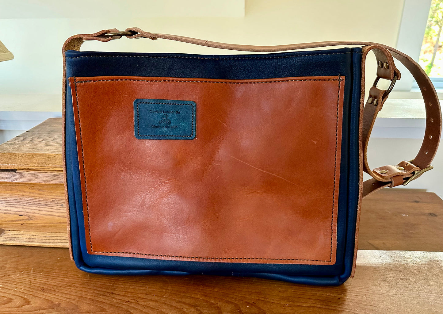 Limited Run Blue w/ cognac pocket CBL Mussette Bag