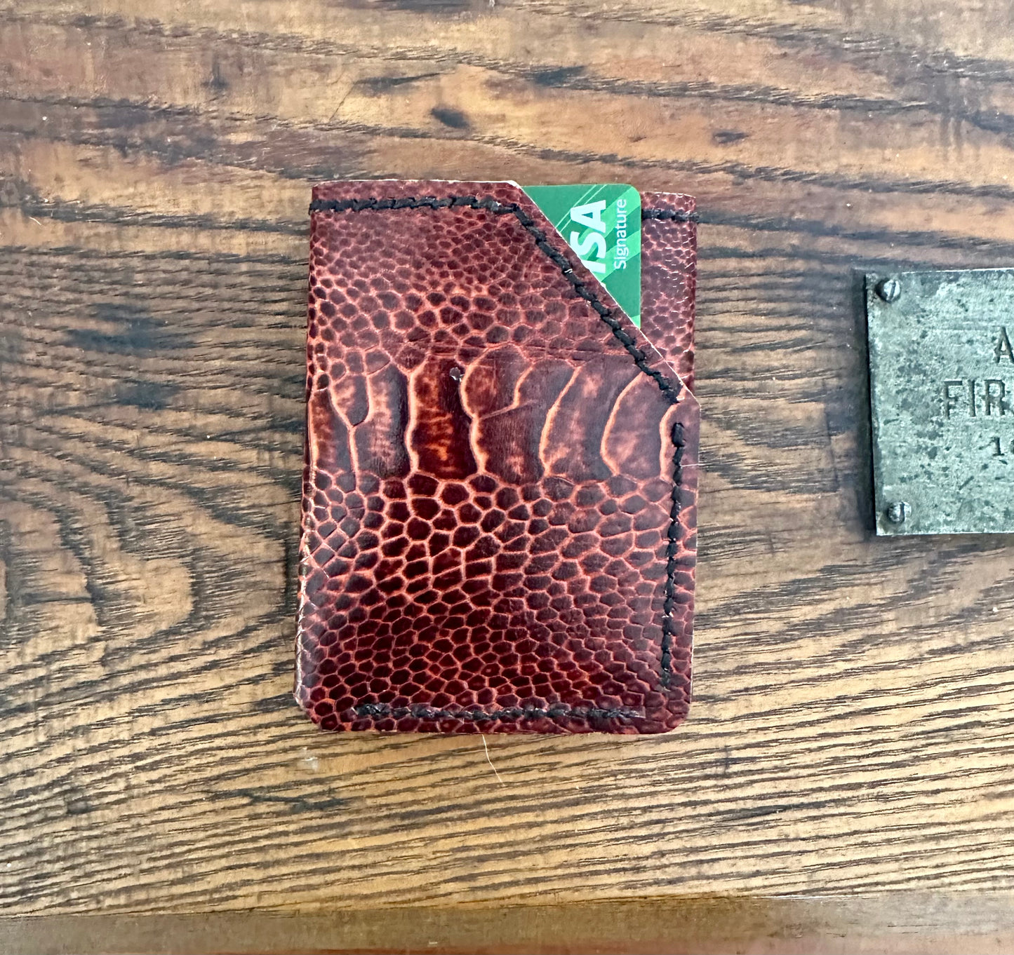 Two Faced Card and Cash Wallet - Tangerine Ostrich