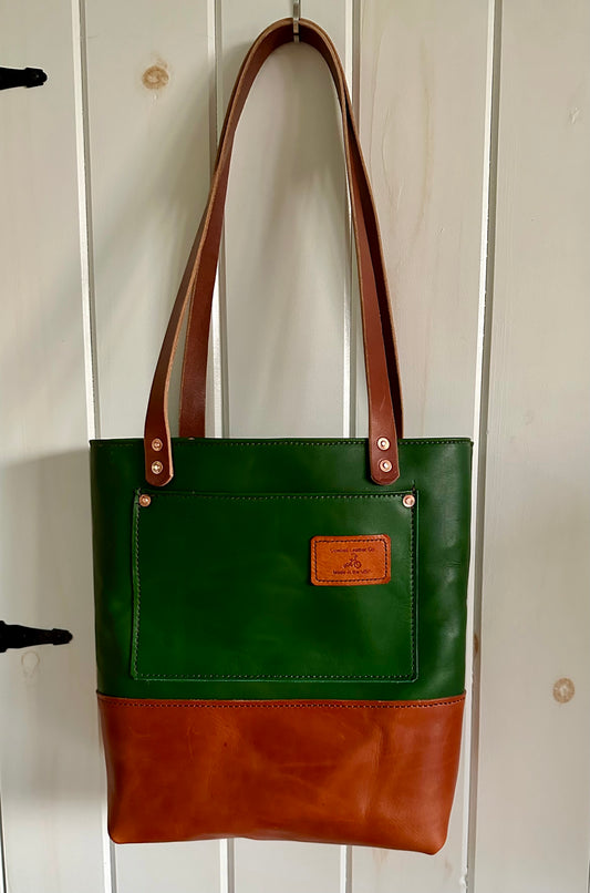 Green & Cognac Tote Bag