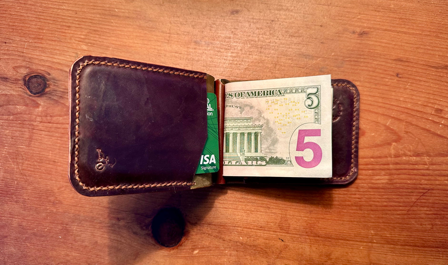 Brown Shell Cordovan-CB Money Clip Wallet