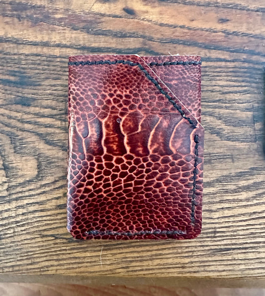 Two Faced Card and Cash Wallet - Tangerine Ostrich