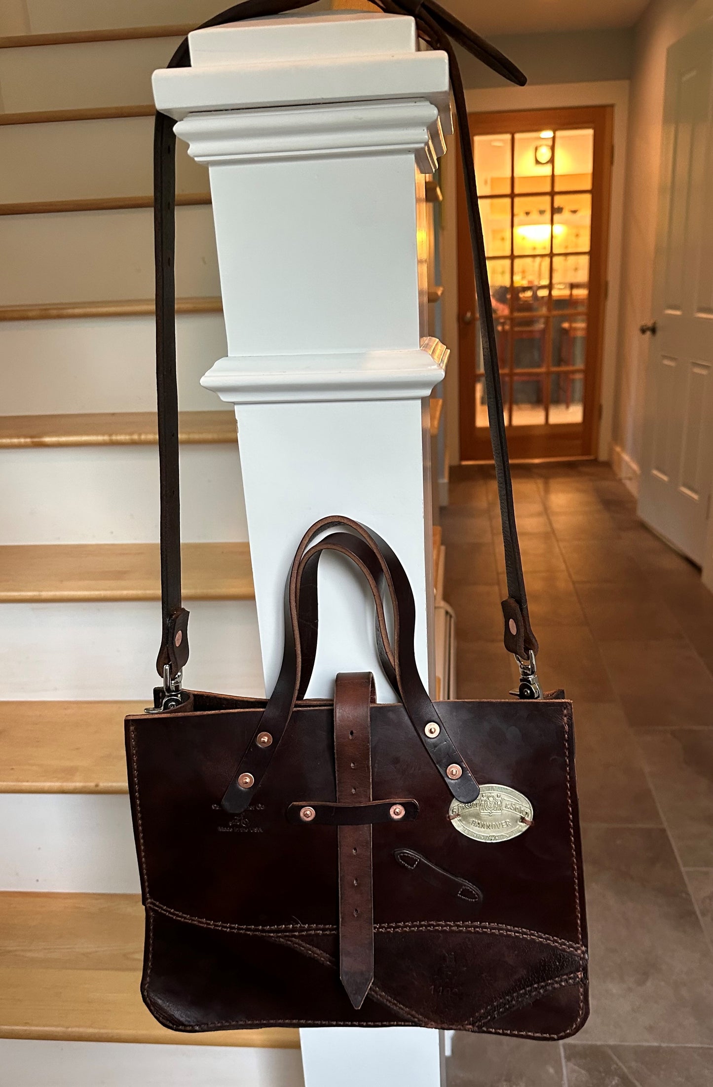 Stowaway Bag - Made from a retired English Saddle