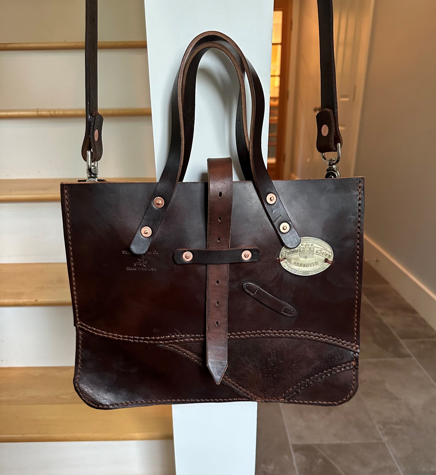 Stowaway Bag - Made from a retired English Saddle