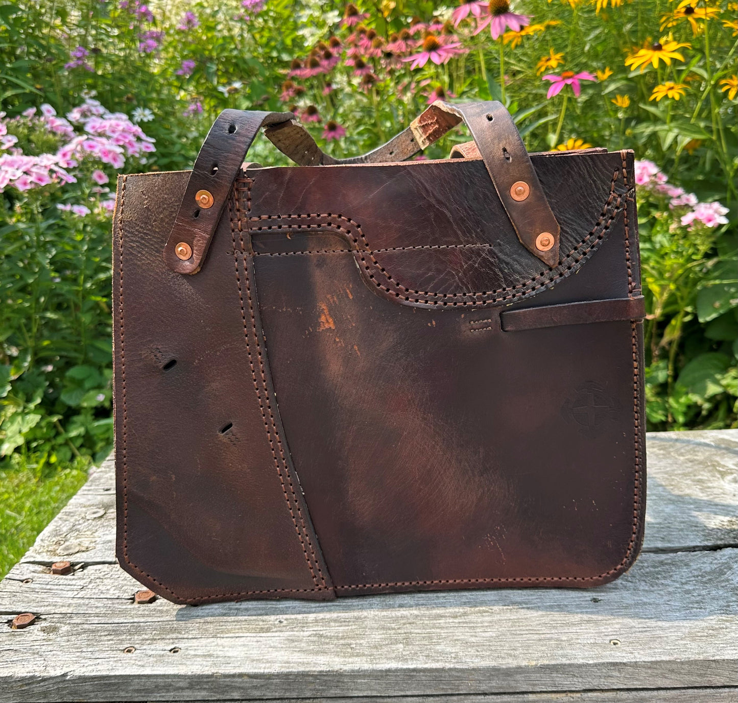 Stowaway Bag w/Left Pocket - Made from a retired English Saddle