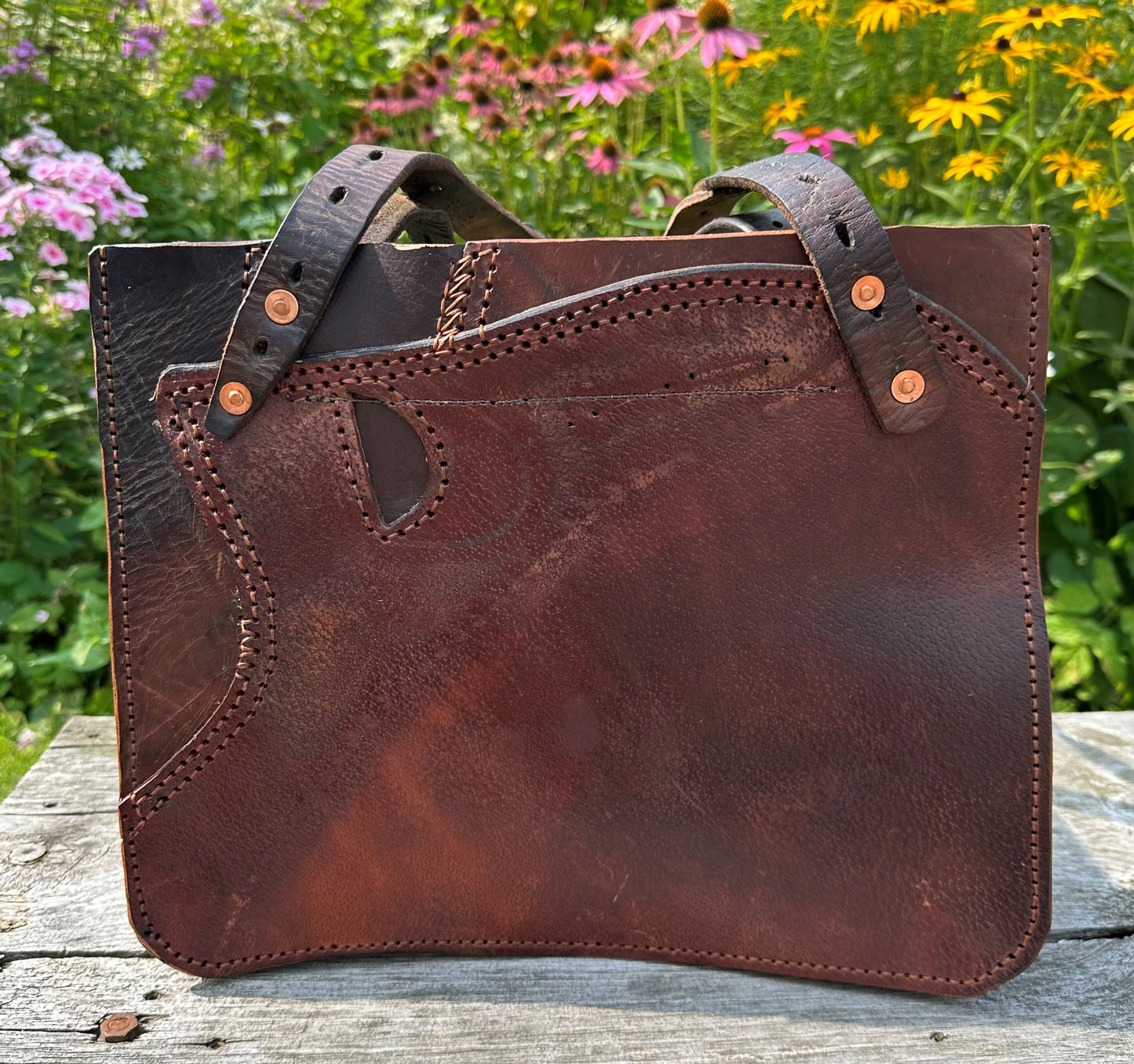 Stowaway Bag w/Right Pocket - Made from a retired English Saddle