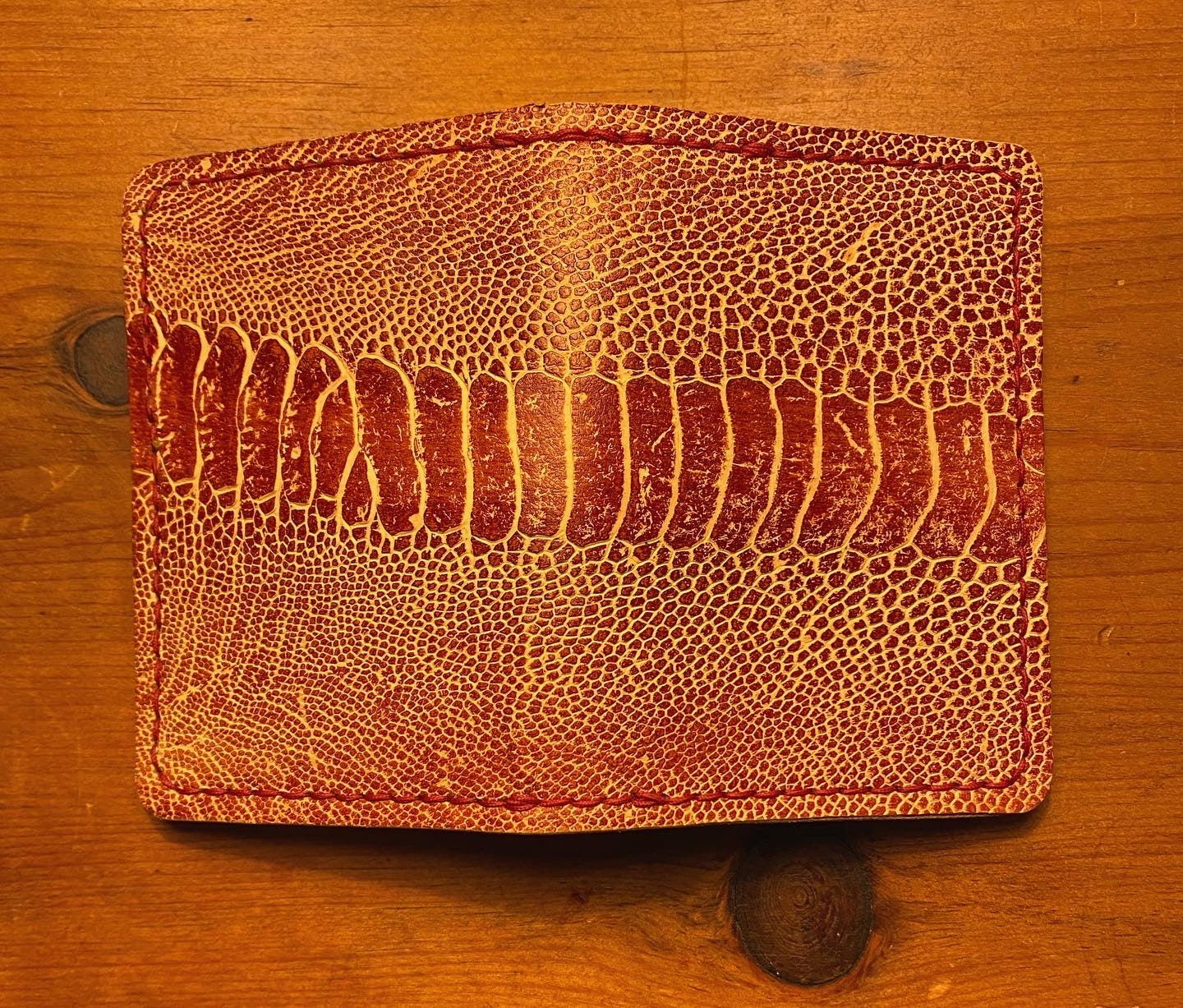 The Great Escape - Cognac Ostrich card and cash wallet - CURRENTLY SOLD OUT