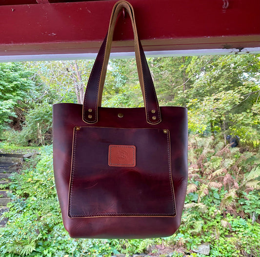 Leather Tote Bags - Pecan Pull Up Leather in