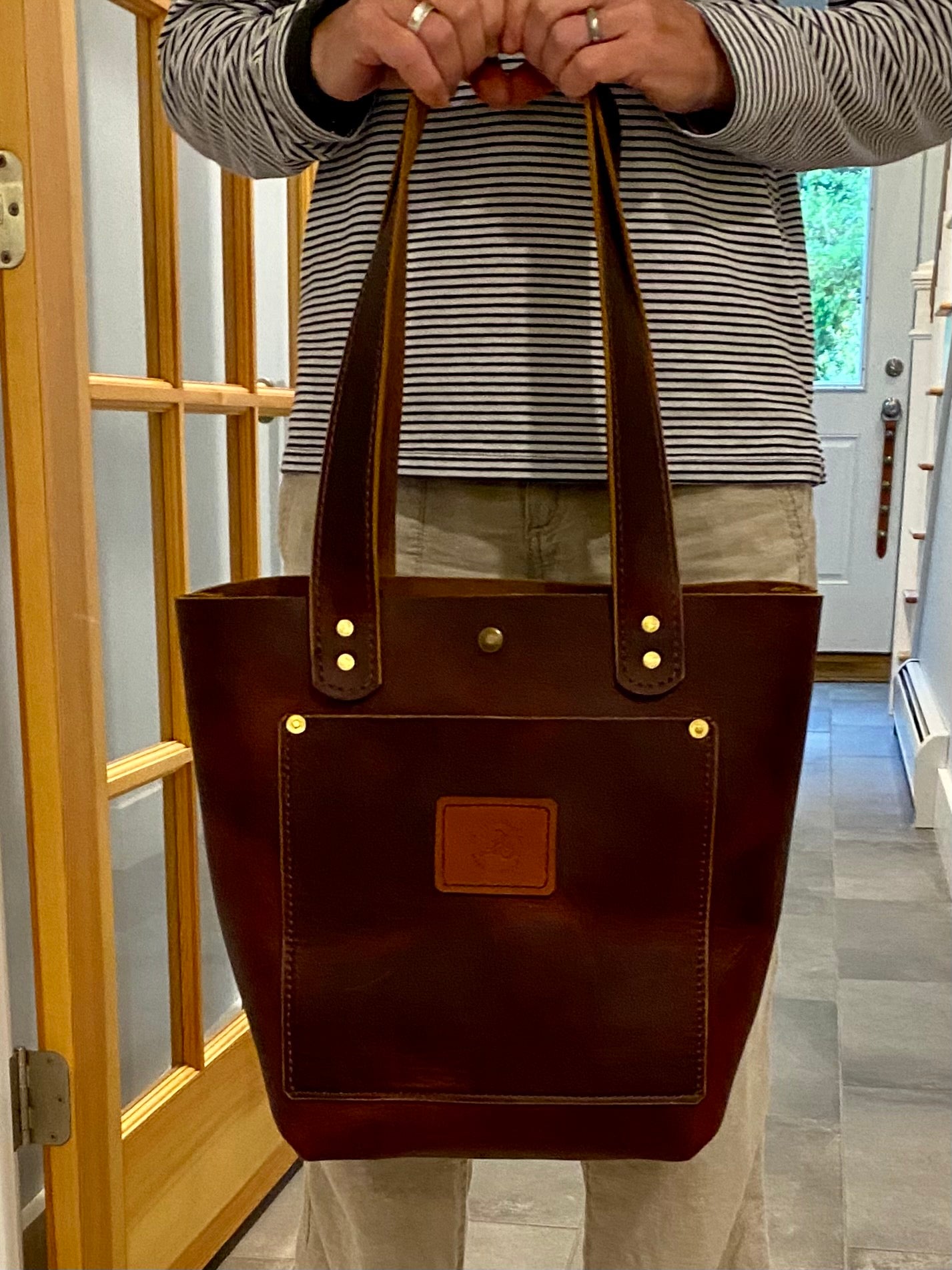 Leather Tote Bags - Pecan Pull Up Leather in