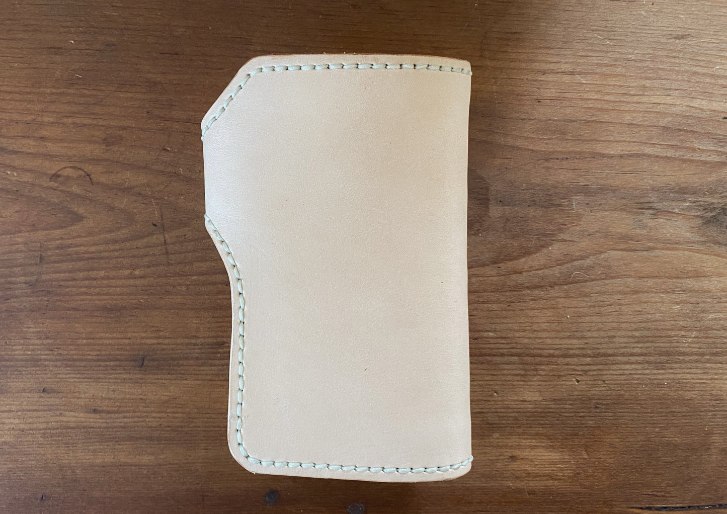 Japanese Mid-Size Wallet, Natural Veggie Tan w/Red Snake Skin Lining